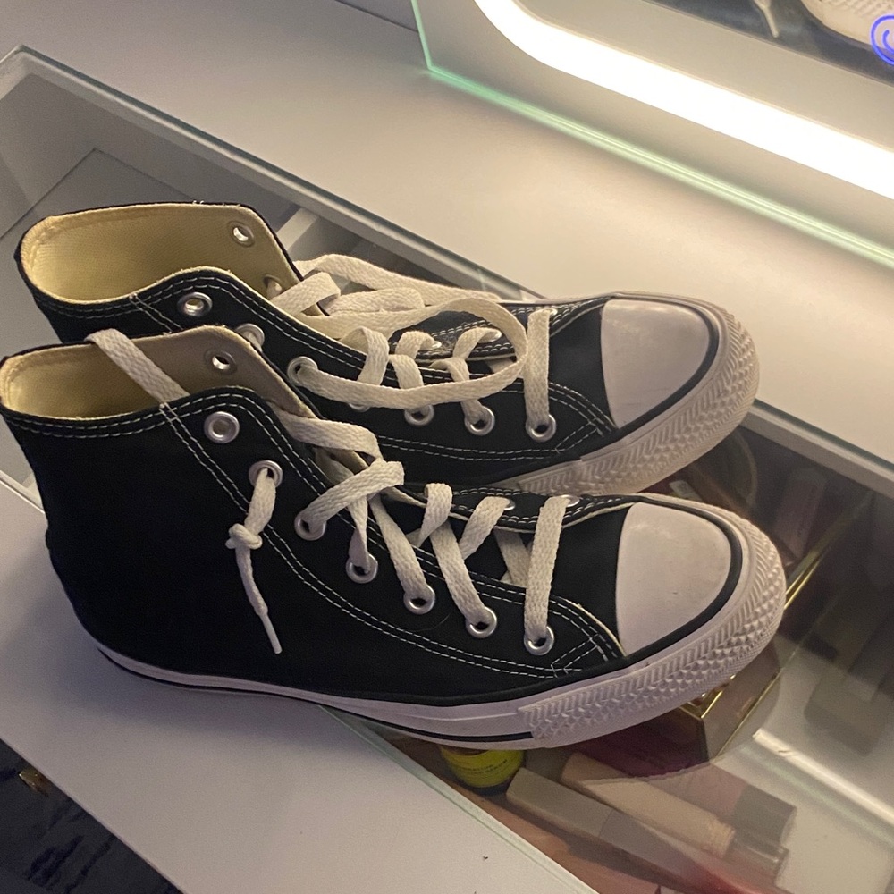 Black High-Top Sneakers with White Laces